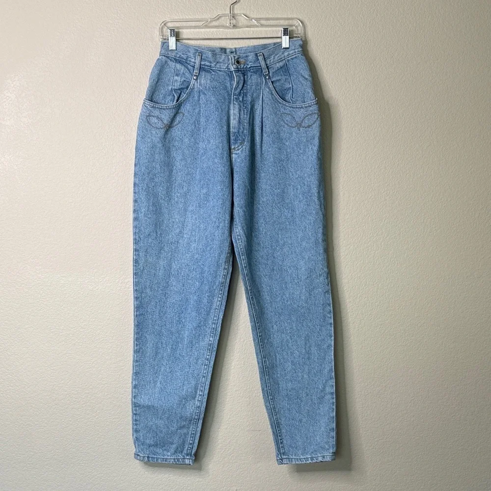 Vintage Lee pleated embroidered mom jeans Sz 12